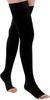 JUST CARE Compression Stockings for Men and Women, Thigh High Length, Points, Open Toe (L, Black) view 3