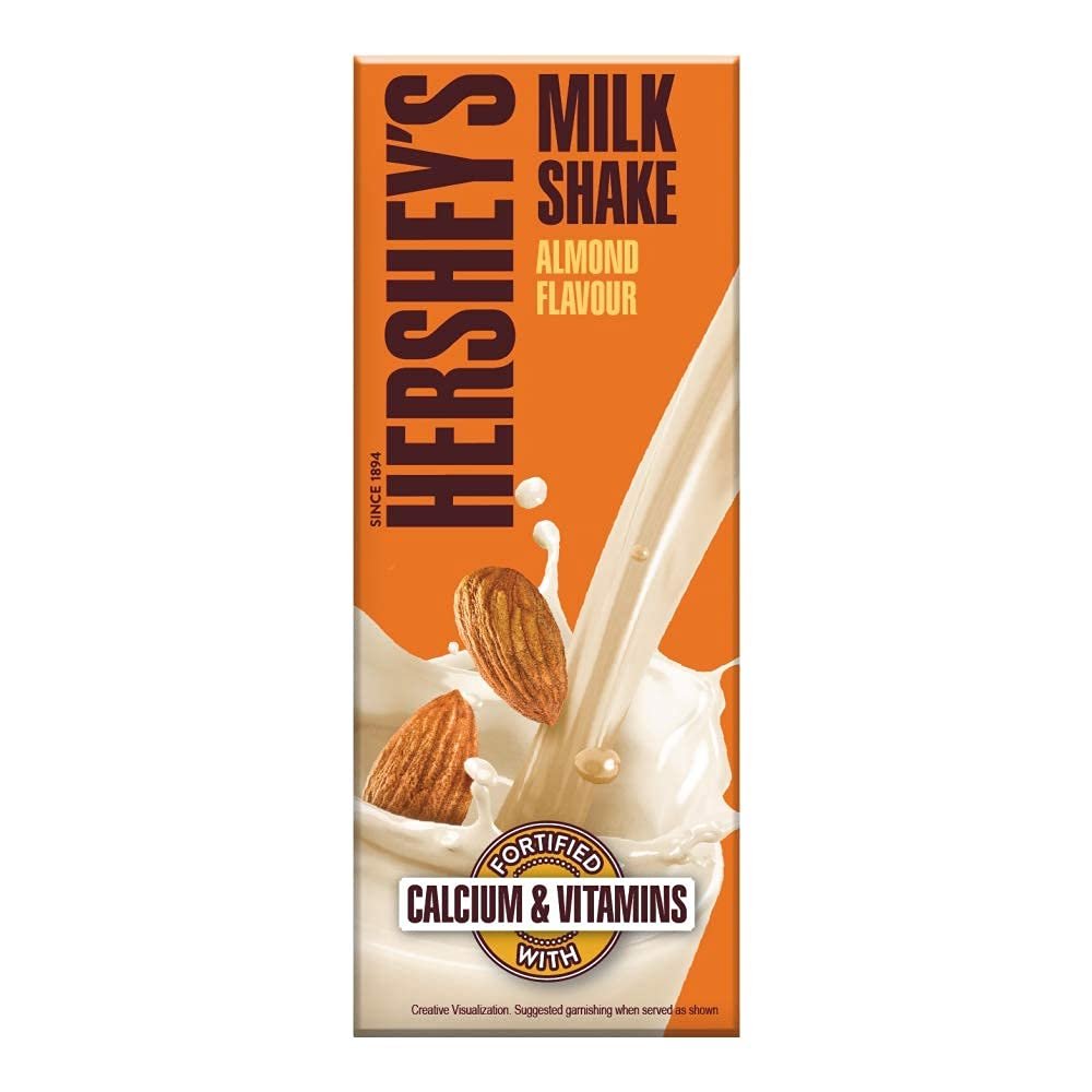 HERSHEY's Almond Flavored Milkshake | Enriched With Calcium | Pack Of 6 (6 X 180Ml), Vegetarian