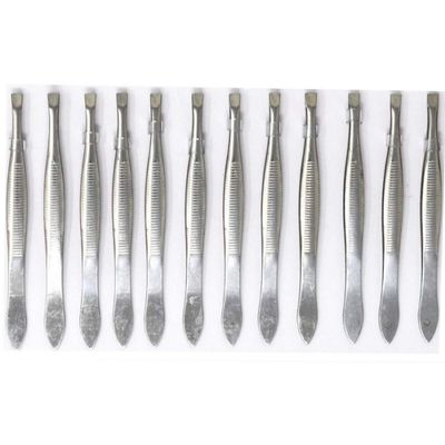 Adbeni Slant Tip Tweezer For Hair Removal & Eyebrows Pack of 12, Hair Plucker Set