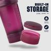 BlenderBottle Shaker Bottle with Pill Organizer and Storage for Protein Powder, Classic V2 ProStak System, 22-Ounce, Plum view 2