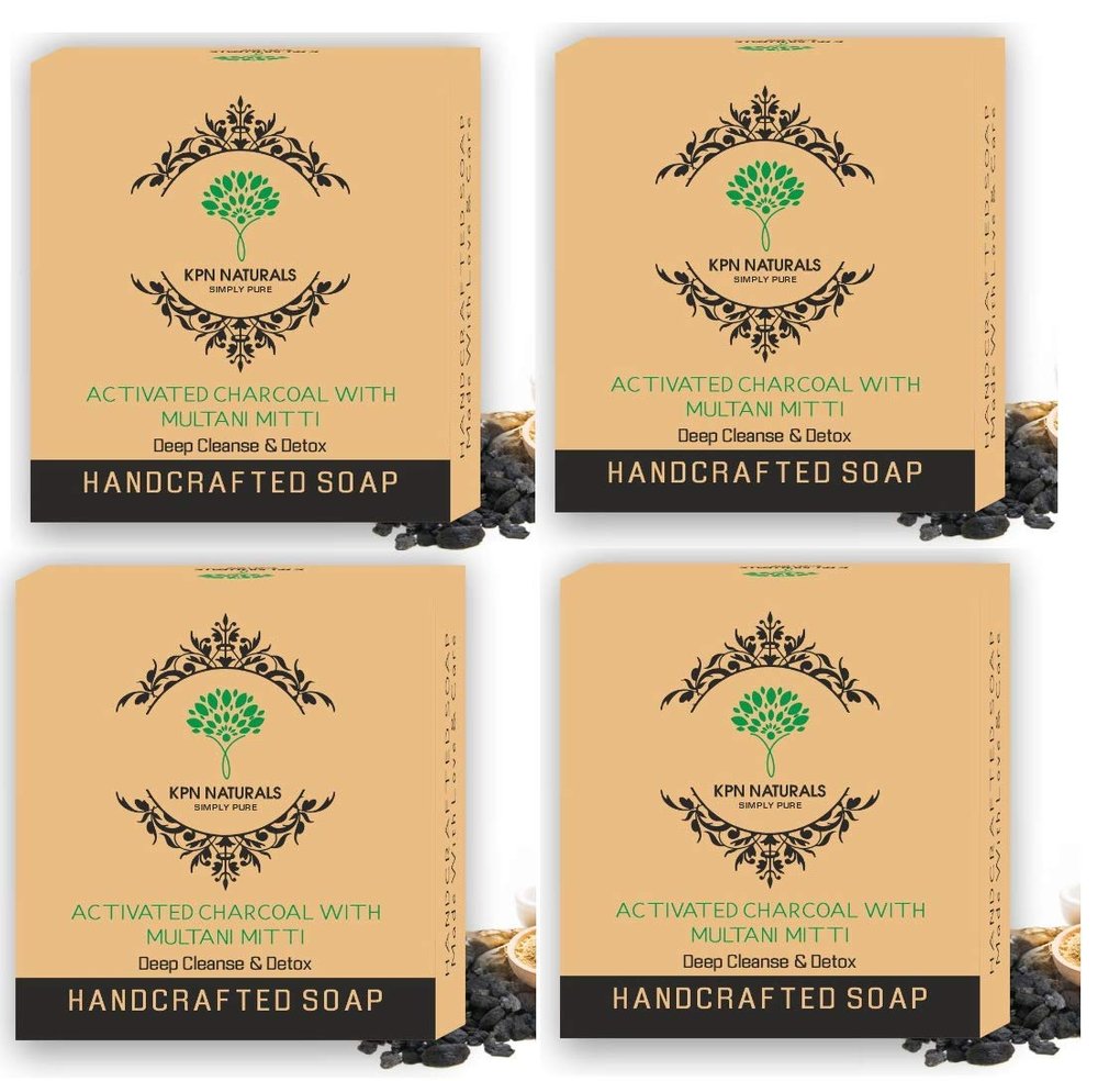KPN NATURALS Hand- Made Soap Activated Charcoal with Multanimitti, 100gX4