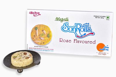 Bhagat's Heera Sweets Sonroll Rose Flavoured 500g, Soft Flaky Festive Sweets | Preservatives Free (Pack Of 1)