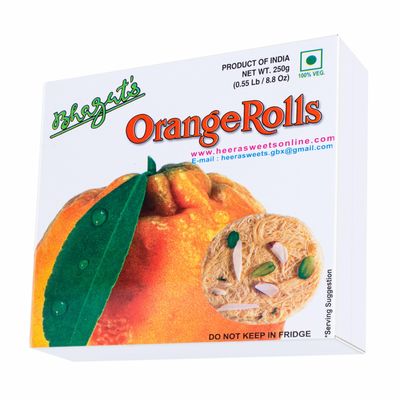 Bhagat's Heera Sweets Sonroll Orange Flavoured|Son Roll Box 250 Gram Original Delicious Son Roll With Almonds & Pistachio Garnished|Mithai Box Orange Sonroll|Preservatives Free (Pack Of 2)