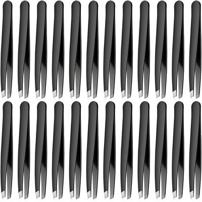 24 Pieces Slanted Tweezers Set, Eyebrow Slanted Tip Tweezers Precision Stainless Steel Slanted Tips Tweezers for Eyebrows, Ingrown Hair, Facial Hair, Blackhead and Lash Extension for Men and Women