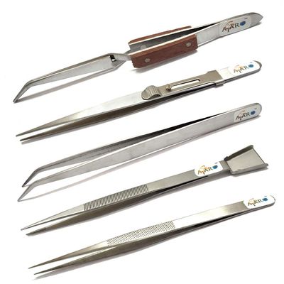 ATAR Jewelry Gem Diamond Tweezers Holder Pickup Tools for Jewelers, Goldsmith & Beadsmith || Slide Lock Curved Straight Tweezer For Jewelry Making 5 Pcs.