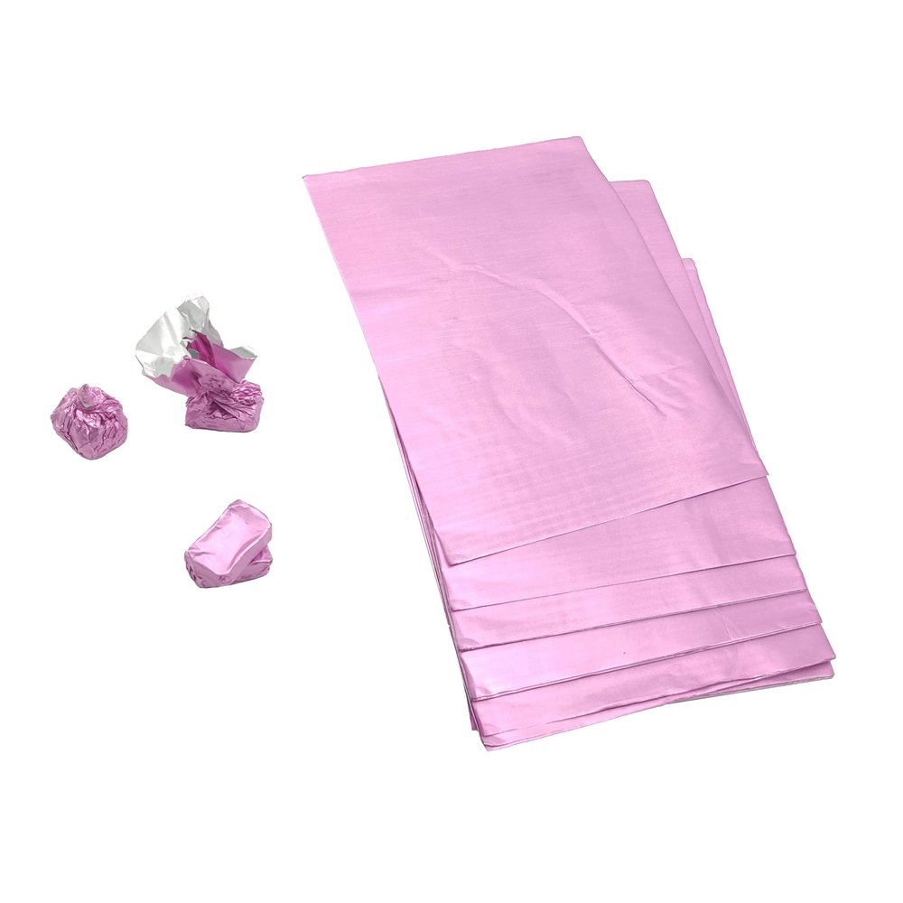 Esslly Premium Pink Chocolate Wrapping Foil | Embossed Aluminum 7x10 inch | Pack of 200 | Elegant, Vibrant, Ideal for Gifting & Presentation