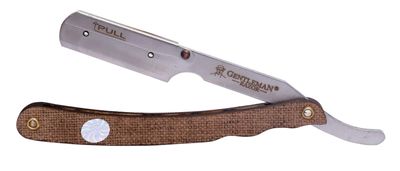 GENTLEMAN Professional Wooden Handle Stainless Steel Straight Edge Barber Razor - Men's Unisex Shaving Tool (Brown, 1 Count)