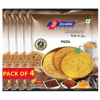 Joyable Khakhra - Pizza | Dry Chapati | Khakra Fresh Gujarati Namkeen Snacks | Ready To Eat - Roasted - Khakhra Snacks| Vacuum Packed - Pack of 4 (Pizza - 200 Gms Each)
