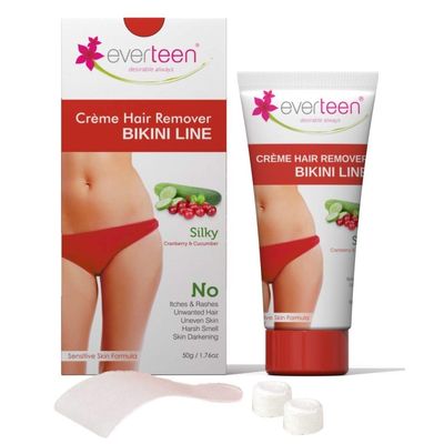 everteen Silky Hair Removal Cream for Women & Girls, Painless Hair Remover Cream for Bikini Line and Underarms with Cucumber, No Harsh Smell - 50g, Pack of 1