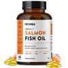 Nirvasa Omega-3 Salmon Fish Oil Capsules (1000mg, 3x60 Softgels) | High-Potency 180mg EPA & 120mg DHA | Supports Heart, Brain, Eye & Bone Health | No Fishy Burps | For Men & Women  Pack of 3 view 2