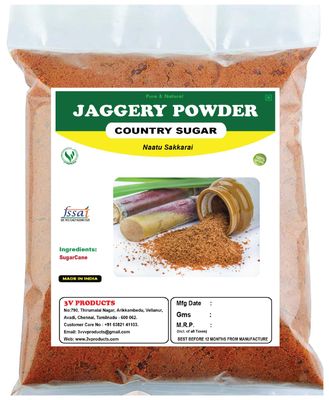 3V PRODUCTS Organic Jaggery Powder 50g | Country Sugar | Naatu Sakkarai | Country Brown Sugar
