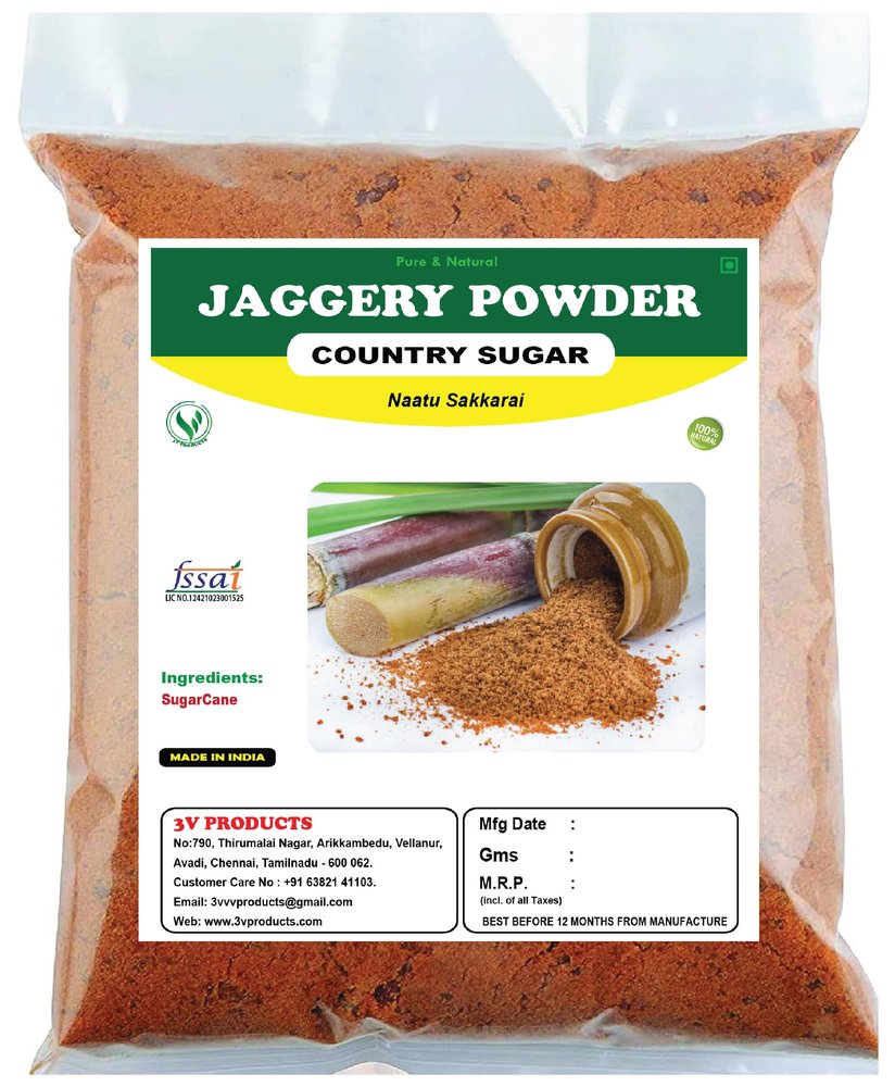 3V PRODUCTS Organic Jaggery Powder 50g | Country Sugar | Naatu Sakkarai | Country Brown Sugar