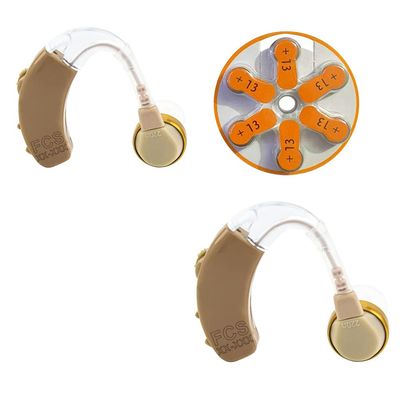 FCS Behind The Ear (F-136 Hearing Aid) Personal Hearing Instrument Pair of Both Ear With 6 Batteries for Mild to Moderate Hearing Loss (3 Month Seller Warranty).