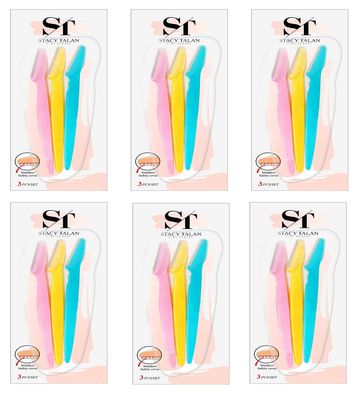 Stacy Talan Womens Eyebrow Razor for womens facial hair removal for womenHair Trimmer Shaver Facial Razor Tool, Eyebrow Razor, and Facial Razor with Precision Cover, Pack Of 6 (total count 18 pcs)