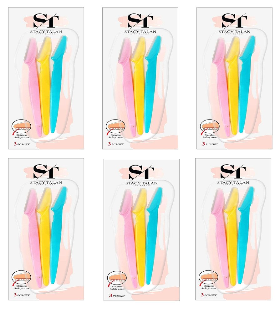 Stacy Talan Womens Eyebrow Razor for womens facial hair removal for womenHair Trimmer Shaver Facial Razor Tool, Eyebrow Razor, and Facial Razor with Precision Cover, Pack Of 6 (total count 18 pcs)