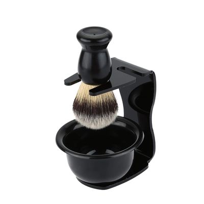3 in 1 Shaving Brush Kit Shaving Frame Base + Shaving Soap Bowl + Shaving Bowl Modern Design Bristle Hair Shaving Brush Acrylic Materials Shaving Cleaning Tool
