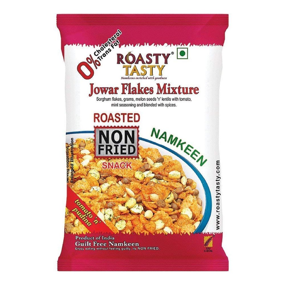 Roasty Tasty Roasted Jowar Flakes Mixture Indian Namkeen Snacks - 750g | Export Quality | Gluten Free | Healthy Diet