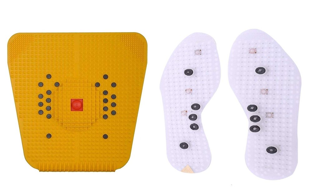 ACi Acupressure Foot Relief Plastic Mat and Magnetic Acupressure Shoes Insoles for All Body Blood Circulation