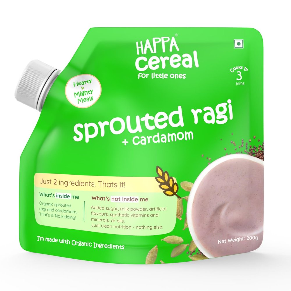 Happa Ragi and Cardamom Cereal for Babies | Only 2 Ingredients | No Sugar, Oil, Milk Powder, Flavours or Colours | Traditional Porridge Recipe | Cooks in 3 Minutes | Stage 2 (6 Months+) | 200g Pack