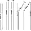 Divine Mart Reusable BPA-Free Metal, Thick, Long, Dishwasher Safe Stainless Steel Drinking Straws, 8.5 Inches (2 Straight, 2 Bend and 1 Cleaning Brush) view 3