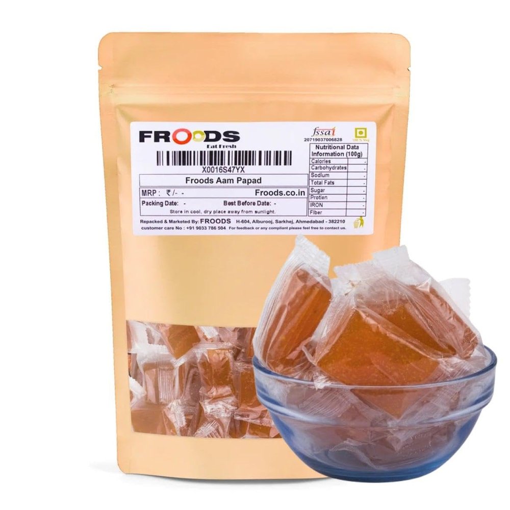 Froods Aam Papad, Soft & Chewy Mango Candy, Natural & Tasty Snack, Authentic Indian Aam Papad for Kids & Adults - 250G