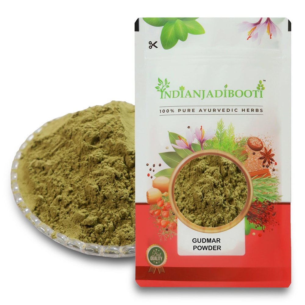 IndianJadiBooti Gudmar Leaf Powder Natural Gymnema Sylvestre Supplement Ayurvedic Herb for Sugar Balance & Craving Support Vegan, Chemical-Free, 100 Grams Pack