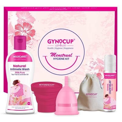 GynoCup Reusable Menstrual Cup for Women | Large Size | With Menstrual Cup Wash 100ml |100% Medical Grade Silicone | 12 Hrs. Wearable | no leakage | Ultra Soft, Odor & Rash Free (Small) (Large Hygiene Kit)