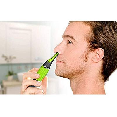 LUSCHE Cordless Touches Nose Trimmer All in One Personal Trimmer, Hair Trimmer Cordless Great for Travel, Nose Hair Trimmer with Built-in LED Light Nose Trimmer for Men (Green - Black)