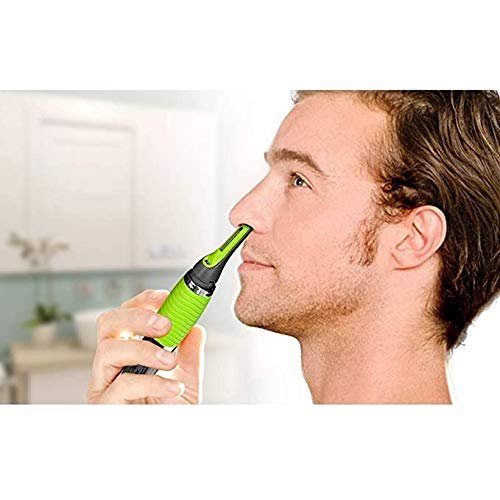 LUSCHE Cordless Touches Nose Trimmer All in One Personal Trimmer, Hair Trimmer Cordless Great for Travel, Nose Hair Trimmer with Built-in LED Light Nose Trimmer for Men (Green - Black)