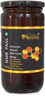 Farm Naturelle - Raw, 100% Natural NMR Tested, Pass, Certified Cinnamon Infused In (Forest) Flower Honey (1.45Kg) Glass Jar.