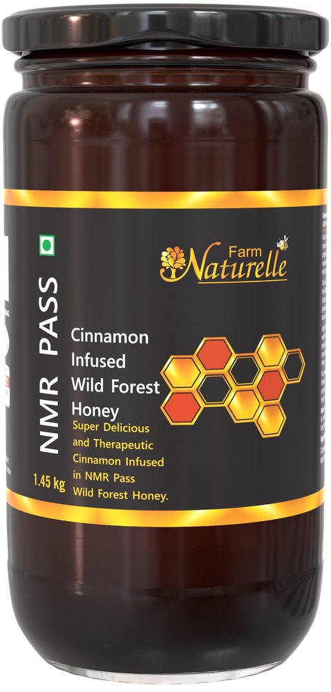 Farm Naturelle - Raw, 100% Natural NMR Tested, Pass, Certified Cinnamon Infused In (Forest) Flower Honey (1.45Kg) Glass Jar.