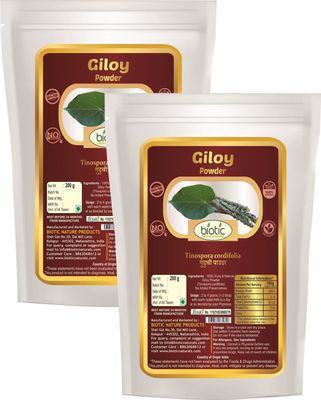 Biotic Natural Guduchi Powder (Tinospora cordifolia) Giloy Powder - 400gm Organic Gulvel Powder - Tippa Teega - Amruthaballi for diabetes