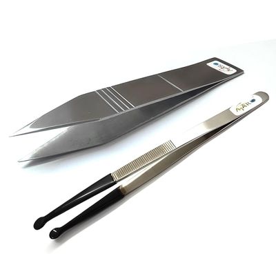 ATAR Pcs Holder Pick-up Tool Fiber Grip Cross Lock Pearl Mouth Tweezer & Thick Tweezer & Jewelers Pickup tools.