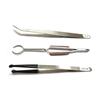 ATAR 3 Pcs Holder Pick-up Tool Fiber Grip Cross Lock Oval Mouth Tweezer & Pearl Tweezer & Curved Straigh Jewelers Pickup tools. view 1
