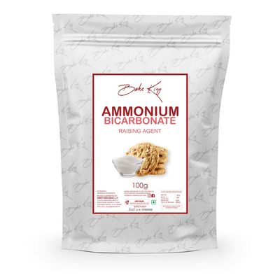 BAKE KING Ammonium Bicarbonate 100gm, Agent Biscuits Food Grade Hornsalt - Hartshorn Perfect for Baking (Cookies and Biscuits)