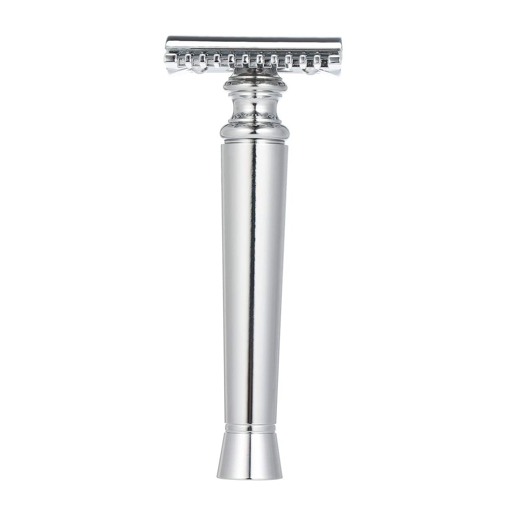 Double-Edged Safety Razor Stainless Steel Manual Shaving Razor Long Handle Traditional Razor