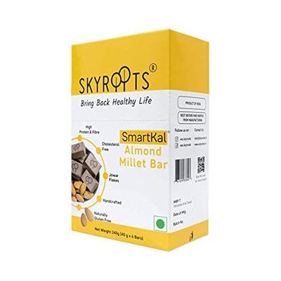 Skyroots Healthy Almond Millet Bar | Protein bites | Naturally Gluten Free & High Fiber | Energy Bites | soure of Protein | Healthy Bites for Breakfast |240 g X 8 Bites