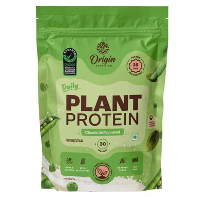 Origin Nutrition 100% Natural Plant Protein Powder, Ranked Best Vegan Protein by Independent Scientific Research, European Pea Protein Isolate & Pumpkin Seed Protein, Easy to Digest Unflavoured with 25g Plant Based Protein, 975gms