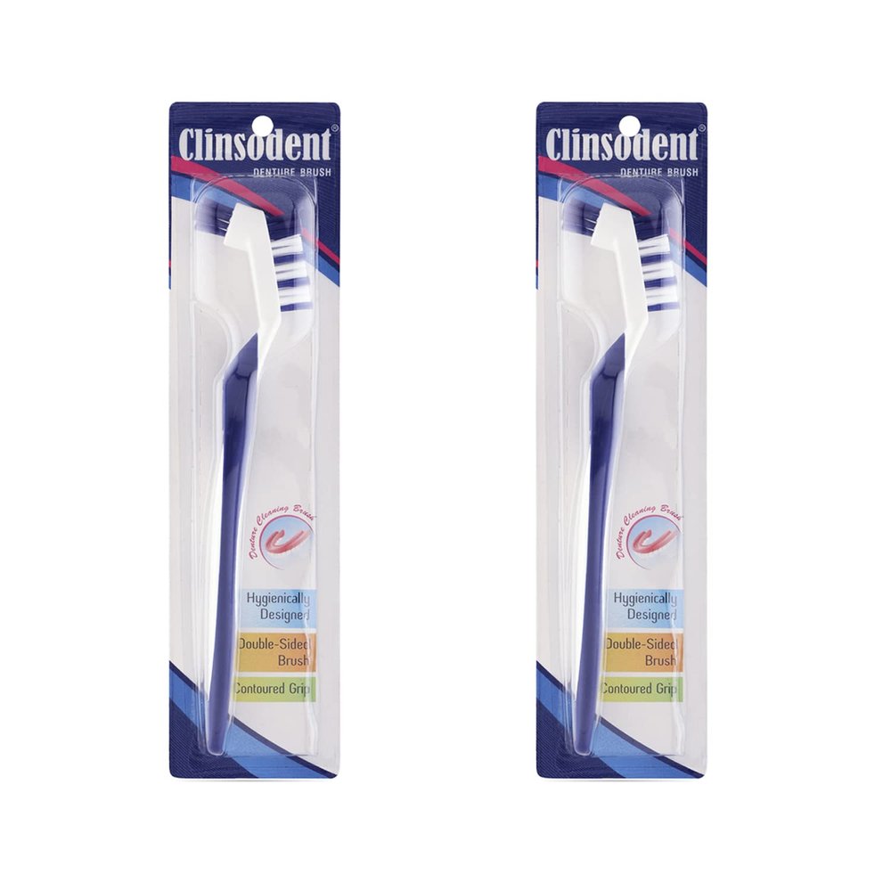 ICPA Clinsodent Denture Cleansing Manual Brush for adults (pack of 2,Multicolor)