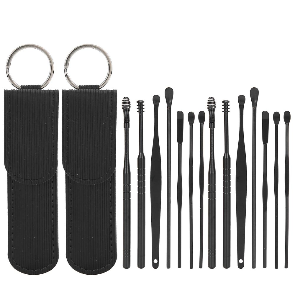 14 PCS Ear Pick Earwax Removal KIT, Stainless Steel Ear Curette Ear Wax Remover Tool with A Cleaning Brush and Storage Box Ear Cleansing Tool Set