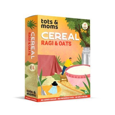 TOTS AND MOMS Calcium & Fiber Rich - Ragi & Oats Instant Cereal Mix 200 G|No Sugar No Milk - Preservative Free - Travel Friendly|Healthy Porridge Mix For Kids