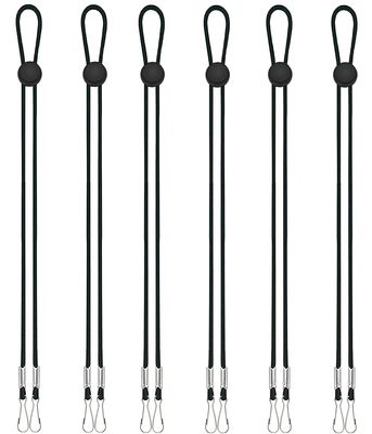 6 Pack Face Mask Lanyard, Adjustable Length Safety Mask Holder & Hanger, Anti-Lost Mask Leash Around The Neck, Comfortable Facemask Rest & Ear Saver Lanyard for Women, Men, Adult, Kids(Black)