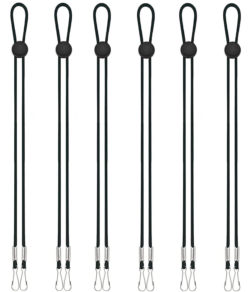 6 Pack Face Mask Lanyard, Adjustable Length Safety Mask Holder & Hanger, Anti-Lost Mask Leash Around The Neck, Comfortable Facemask Rest & Ear Saver Lanyard for Women, Men, Adult, Kids(Black)