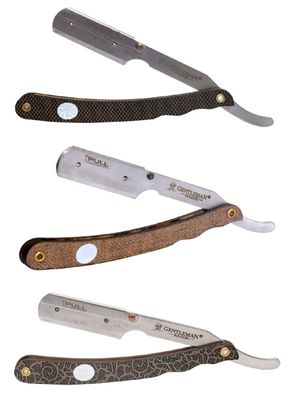 GENTLEMAN WOODEN LOOK barber razor barber razor for men professional razor for men ustra razor shaving razor men straight edge razor saloon razor for men PACK OF 3 (FREE Blade Inside)