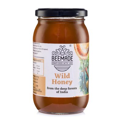 BEEMADE Wild Forest Honey (500g) | 100% Organic Honey Raw Unprocessed | Pure Honey without Sugar | From Central Indian Forests | No Added Preservatives | Unblended and Unpasteurized | Natural and Original | Unprocessed honey