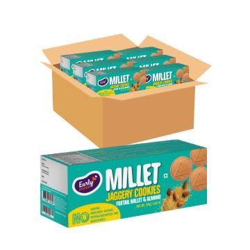 Early Foods - No Maida No White Sugar - Pack of 6 - Foxtail Millet & Almond Jaggery Cookies | Kids Snack | Sugar free Biscuits for Kids & Adults | Almond Biscuits | No Junk Lunch Box Snack 130g X 6