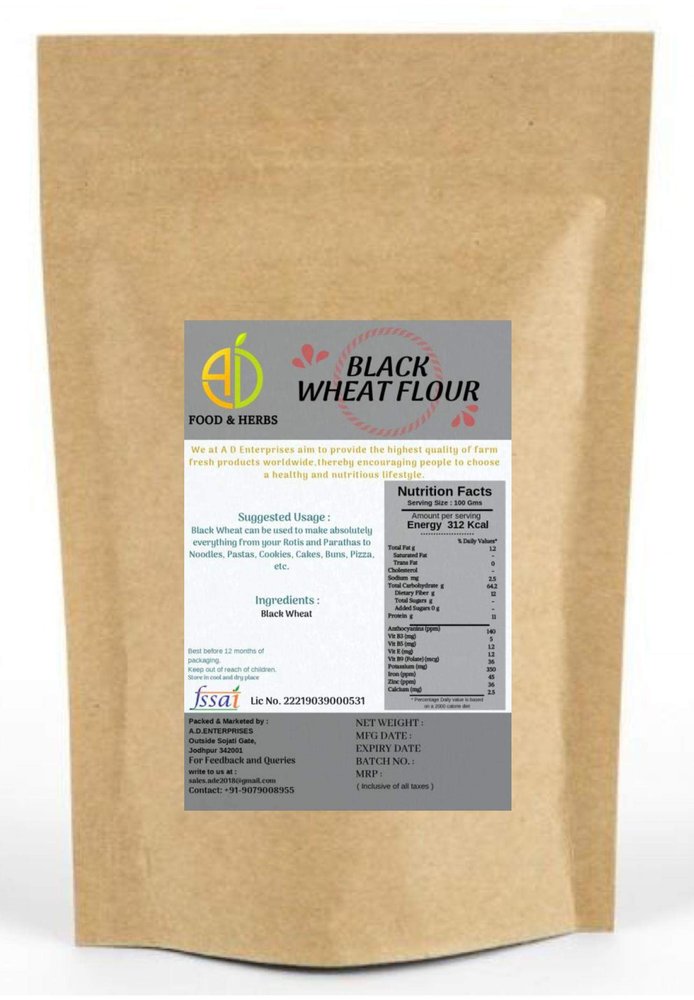 A D Food & Herbs Organic Black Wheat Flour / Kala GEHU Atta Edible 10 KGS