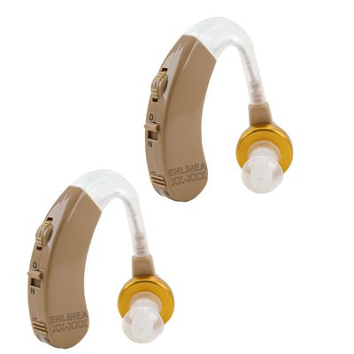 Enlinea B 60 Hearing Aid Instant fit Behind The Ear Sound Amplifier Listening Device for Seniors and Adults with Moderate Hearing Loss (Pack of 2, 3 Month Seller Warranty). Beige