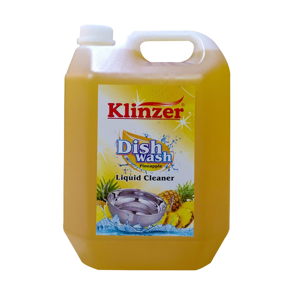 Klinzer Liquid Dishwash Detergent Cleaner Gel | Leaves No Residue | Grease Cleaner For All Utensils | Pineapple Fragrance 5L Bottle