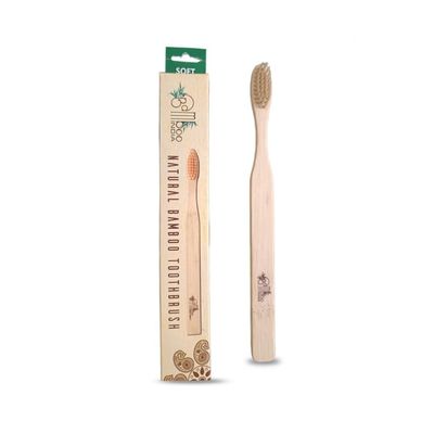 BambooIndia Bamboo Toothbrush Soft Manual For Kids & Adults | BPA Free Dual Charcoal Natural Soft Bristles | Antibacterial & Biodegradable Handle | 100% Natural & Eco-Friendly